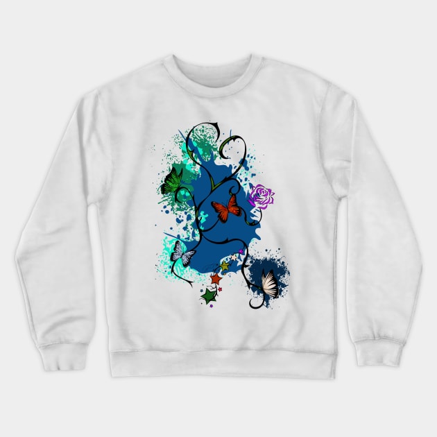 Butterfly (flowers) Crewneck Sweatshirt by sk3tch